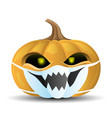 halloween pumpkin in a protective mask vector image vector image