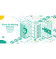 isometric farm for mining bitcoins vector image