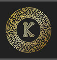 monogram k bage logo text vector image