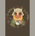 postcard with a christmas bull and decorative vector image