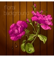 beautiful flowers on a wooden texture vector image