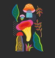 with mushrooms and leaves vector image vector image