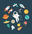 space objects astronaut rocket planets ufo vector image