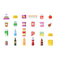 food products grocery basket meat soft drinks vector image