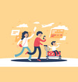 flat parent with child and travel personal items vector image vector image