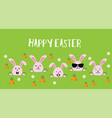 cute easter bunnies happy easter sign vector image