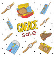 garage sale hand drawn seamless pattern camera vector image