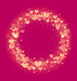 hearts valentine wreath gold glitter pattern vector image