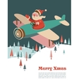 christmas background with retro airplane and santa vector image