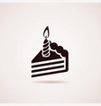 icon birthday cake slice with burning candle vector image vector image
