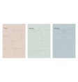 3 set of daily week monthly planner vector image vector image