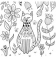 butterfly sitting on cat nose funny coloring page vector image vector image