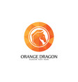 orange silhouette dragon logo vector image