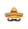 sombrero and mustache icon template vector image vector image