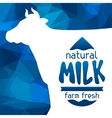 milk emblem design on abstract polygon background vector image
