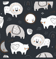seamless childish pattern with lion elephant vector image