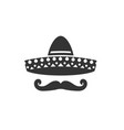 sombrero silhouette hat and mustache vector image vector image