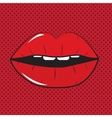 open red lips pop art background vector image vector image