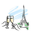 people drink champagne eiffel tower france vector image vector image