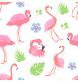 seamless pattern with pink flamingo vector image vector image
