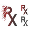 damaged pixel halftone rx medical symbol icon vector image
