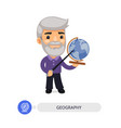 geography teacher points to the globe vector image