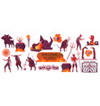 hell flat set vector image