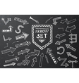 hand drawn arrow icons set on black chalk board vector image