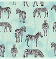zebra blue palm background pattern vector image vector image