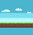 landscape pixel art style blue sky white clouds vector image