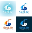 summer sea travel logo sign with sailing ship vector image vector image