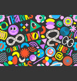 groovy labels pattern cartoon 90s retro stickers vector image
