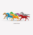 7 horses running vector image vector image