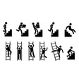 stick man go up black pictograms of people vector image