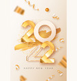 happy new year 2022 white gold 3d party card vector image vector image