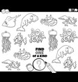 one of a kind task with cartoon marine animals vector image vector image