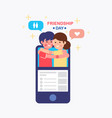 happy friendship day kid flat color social vector image