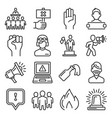 protest icons public citizen demonstration set vector image