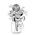 doodle flowers bouquet vector image vector image