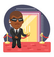 cartoon bouncer at entrance to a nightclub vector image