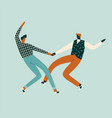 dancing characters couple card in retro 50s style vector image vector image