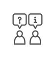 client and employee with chat cloud faq vector image