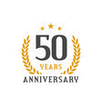50 years anniversary golden laurel wreath logo vector image
