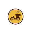 coffee delivery motorcycle circle retro vector image