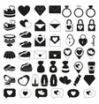 50 black and white valentine elements vector image vector image
