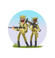 male and female soldiers cartoon character design vector image vector image