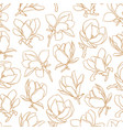 seamless pattern with gold blooming magnolia vector image vector image
