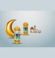 eid mubarak greeting card background with islamic vector image