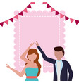 bride and groom wedding greeting card vector image vector image