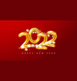 2022 happy new year 3d render gold metallic sign vector image